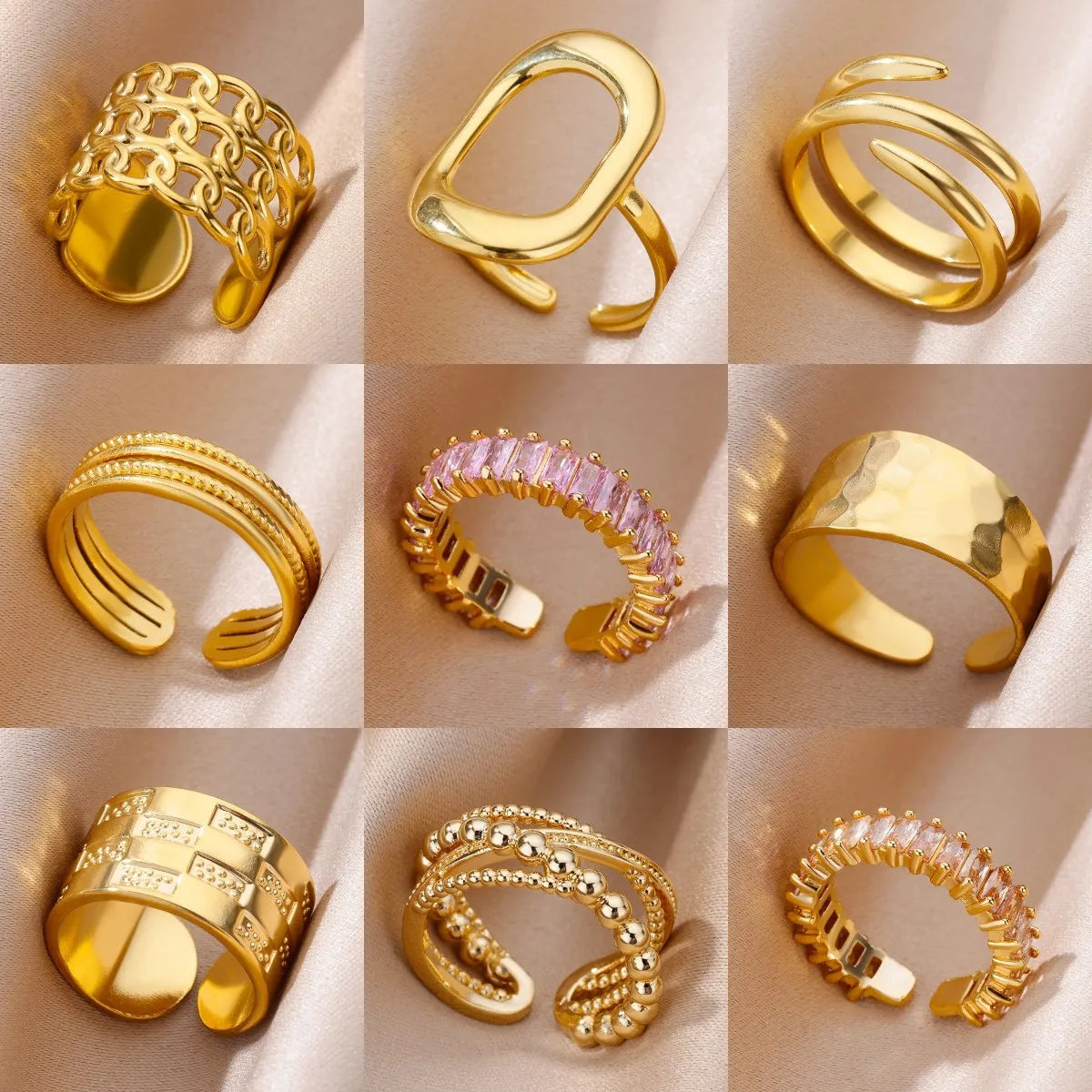 Bagues en acier inoxydable 316L pour femmes, couleur or, ne se décolore jamais, bagues classiques de luxe, bagues de couple de mariage, bijoux, livraison gratuite