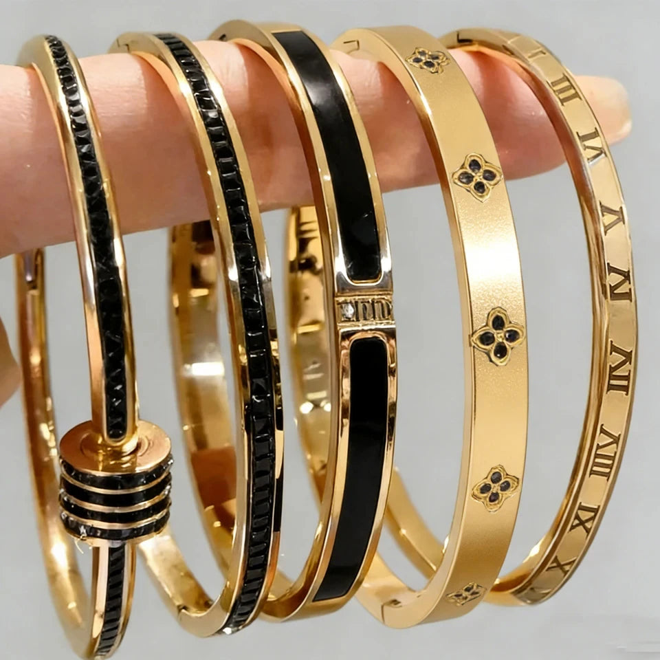 Éclat Précieux — Bracelets Empilables en Acier Inoxydable
