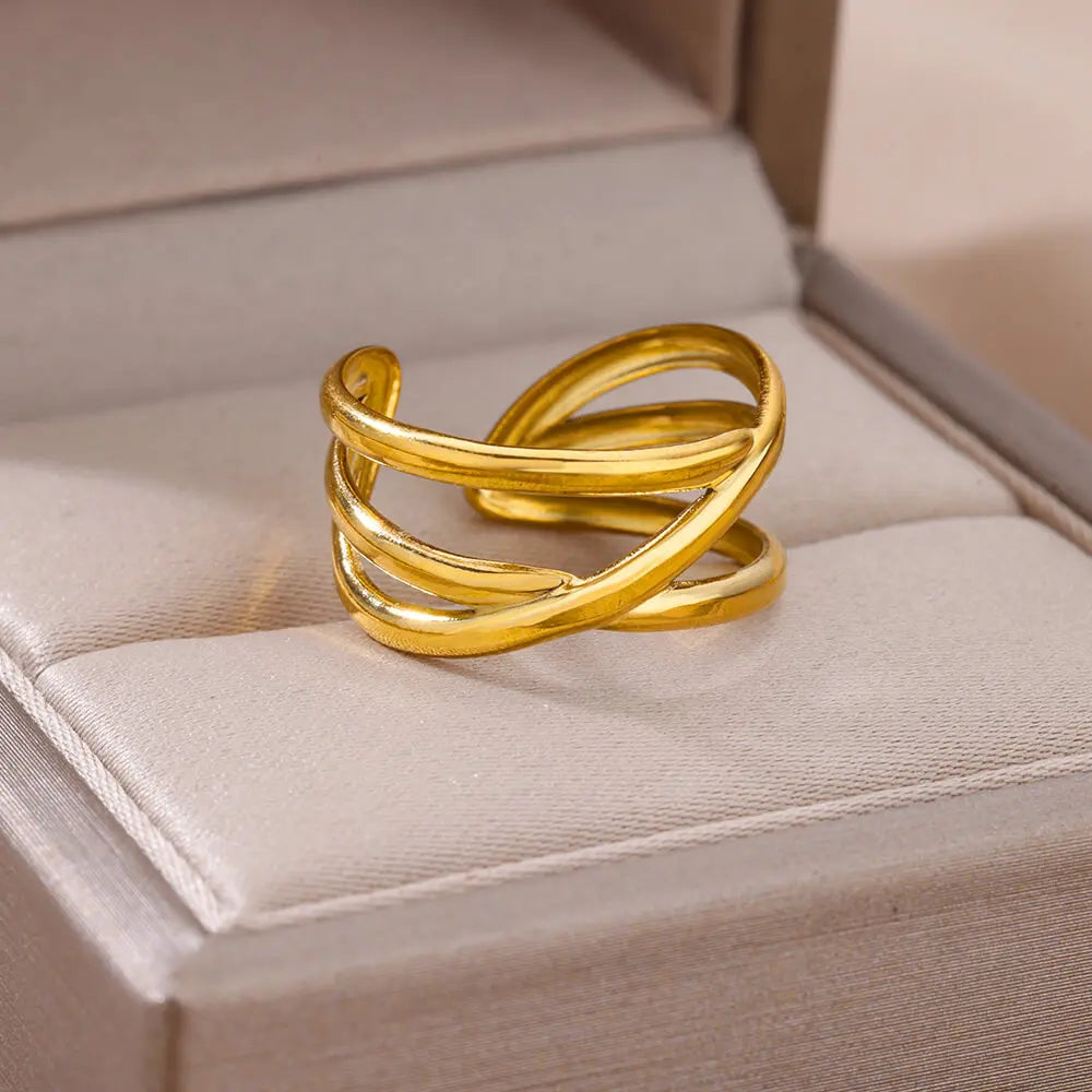 Bagues en acier inoxydable 316L pour femmes, couleur or, ne se décolore jamais, bagues classiques de luxe, bagues de couple de mariage, bijoux, livraison gratuite